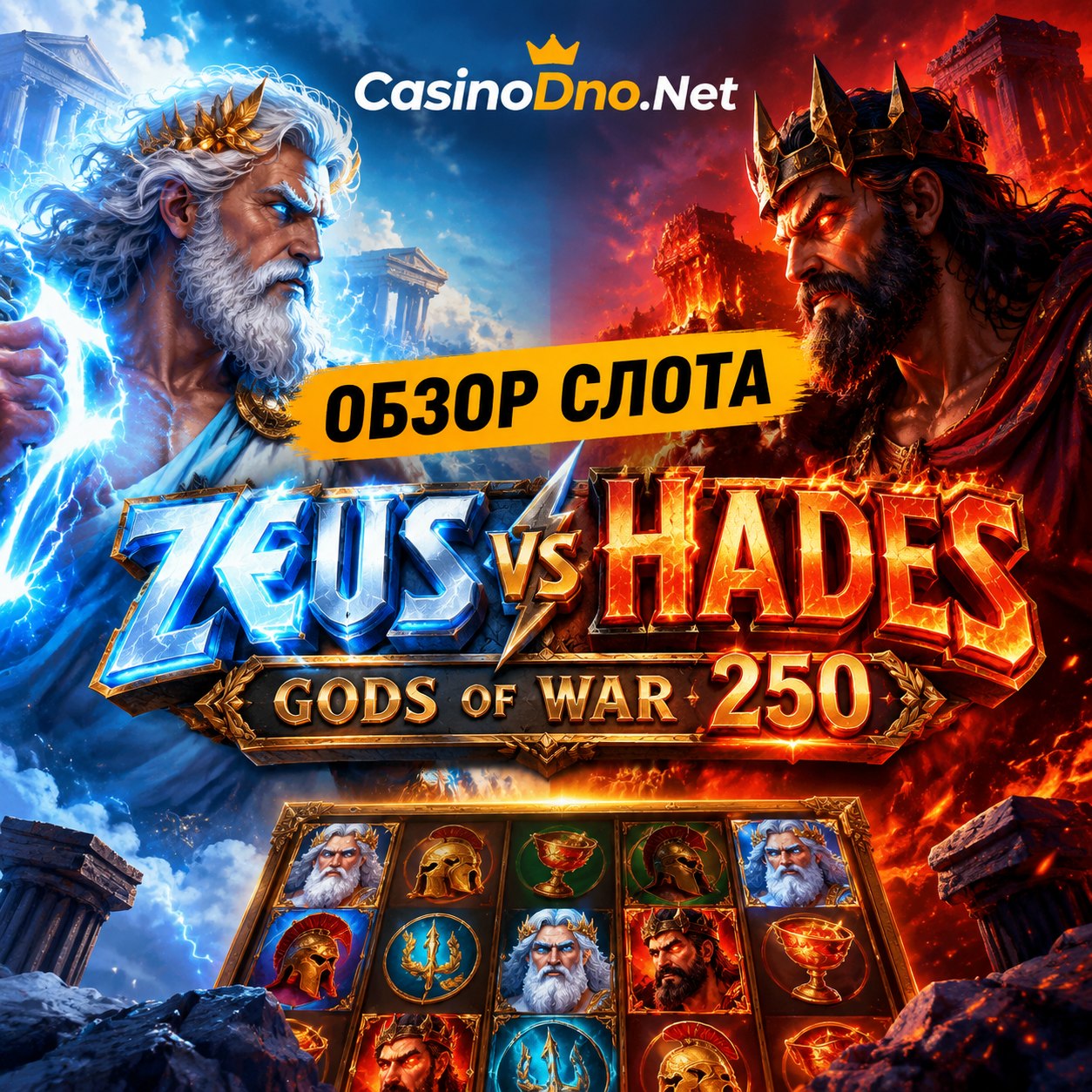 Обзор слота Zeus vs Hades — Gods of War 250 — Множители до x250 и максвин x25000 (который поймать нереально)